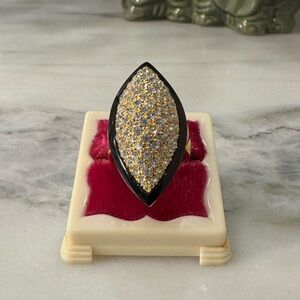 NADRI Elegant Marquise Dome Shape Black and Gold Women's Ring